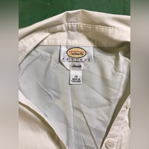 Talbots Women’s Petite 3/4 Length White Button Down Blouse Size 14P - Picture 2 of 6